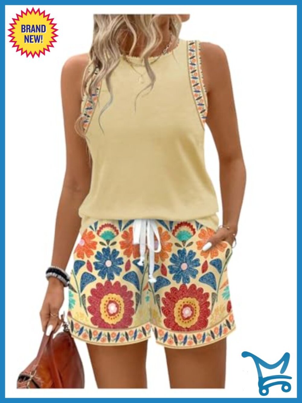 2 Piece Beach Vacation Set - Tank Top and Shorts - Tropical Summer Outfits